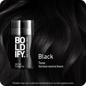 BOLDIFY Hair Fibers 12g Fill In Thinning Fine Hair Instantly Full BLACK NEW